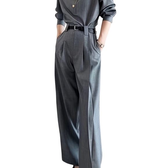 Elegant 2-Piece Pants Set Long Sleeve Top Wide-Leg Pants XL - Picture 4 of 4